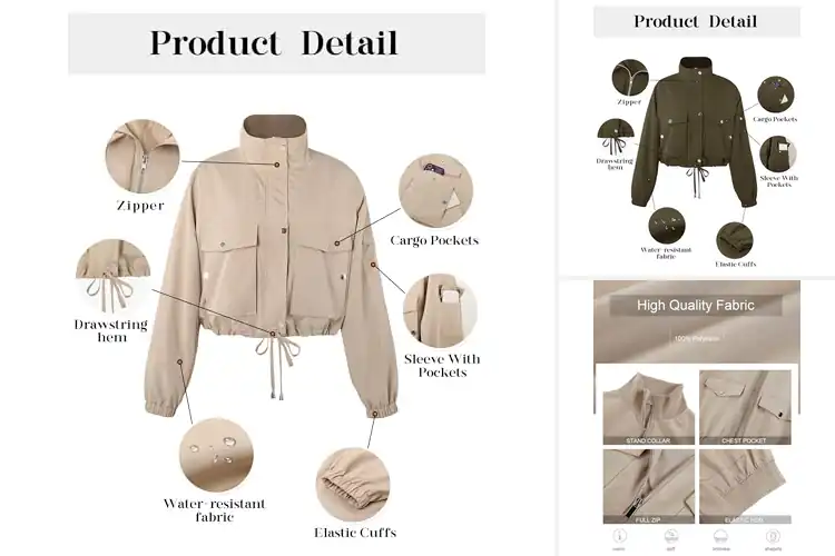 Detailed view of Best Cropped Windbreaker Jackets
